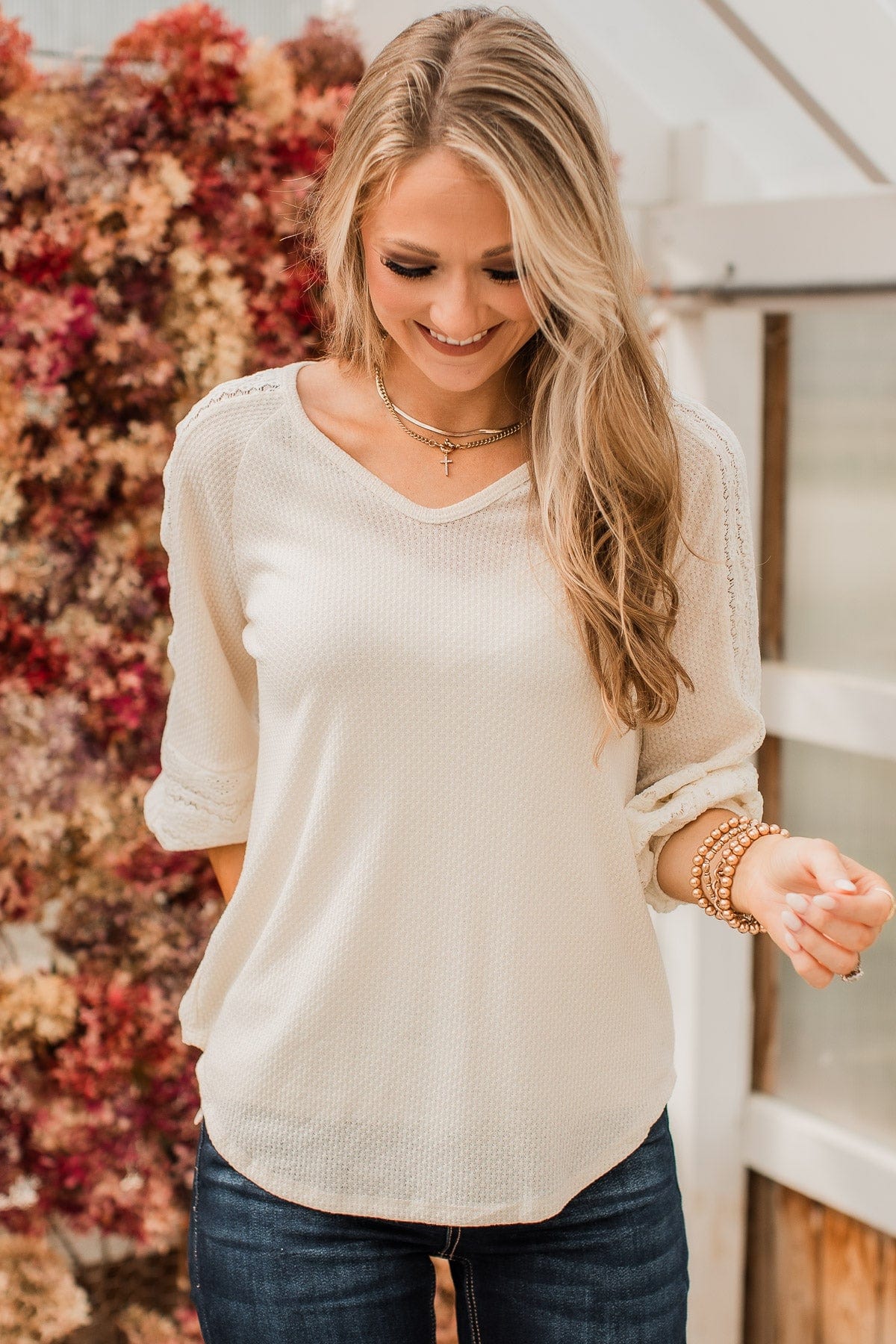 Destined To Charm Knit Top- Cream