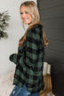 As You Were Plaid Button Top- Hunter Green