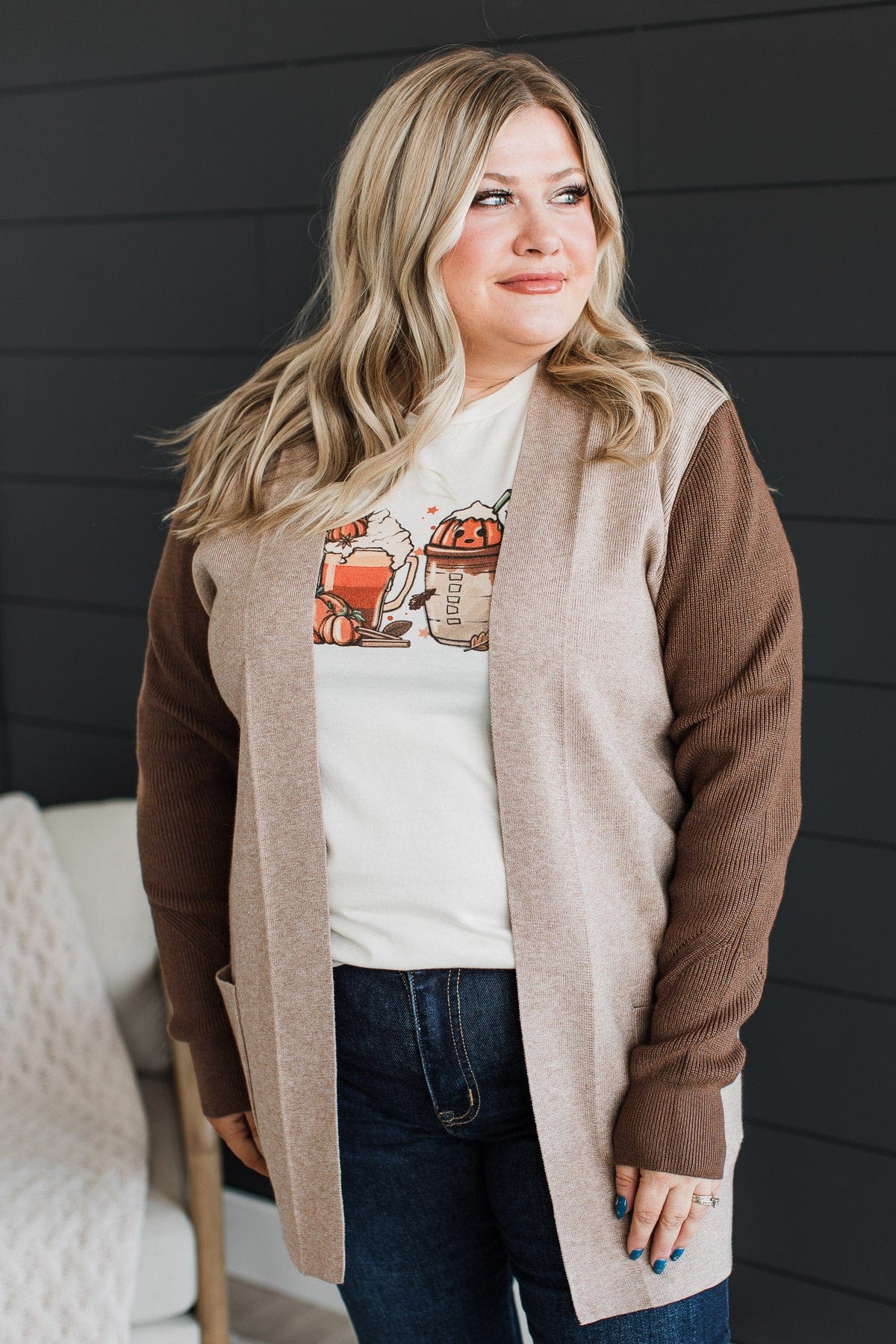 Cherish You Always Knit Cardigan- Taupe & Brown