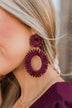 In Fashion Raffia Dangle Earrings- Burgundy