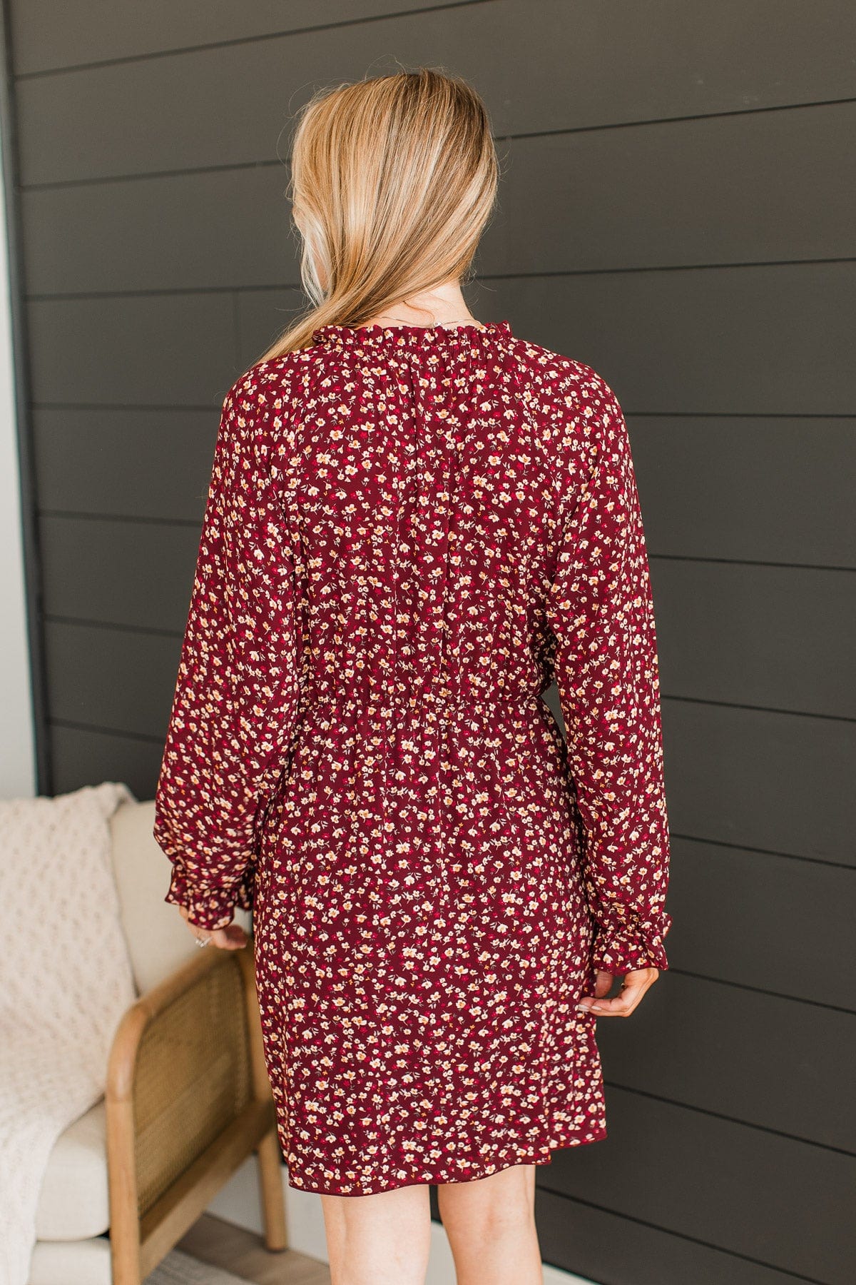 Wonderful Weekend Floral Dress- Burgundy