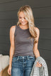 Proud Moment Ribbed Tank Top- Charcoal