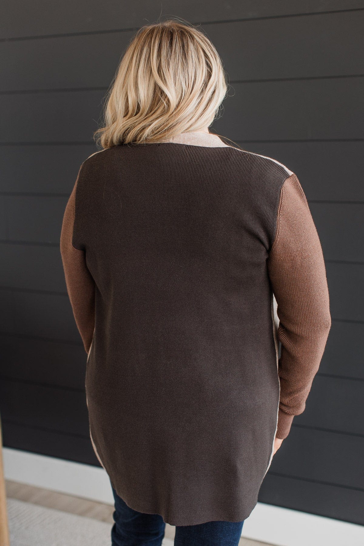 Cherish You Always Knit Cardigan- Taupe & Brown