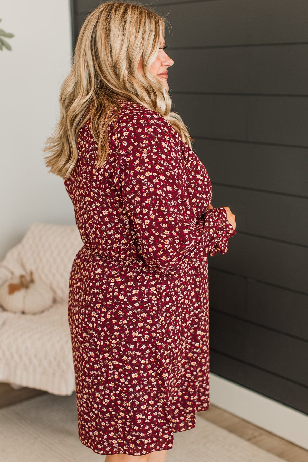 Wonderful Weekend Floral Dress- Burgundy