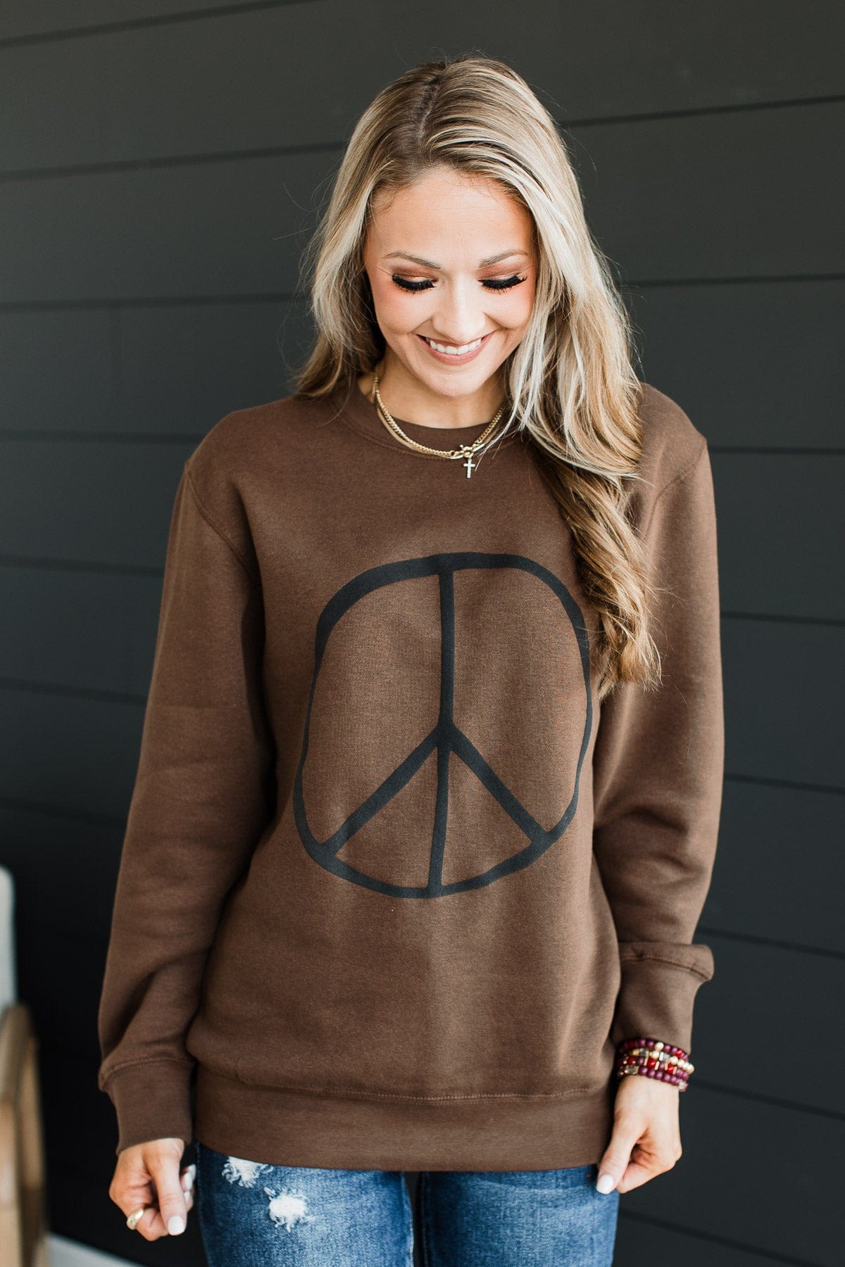 "Never Regret Showing Kindness" Crew Neck- Brown