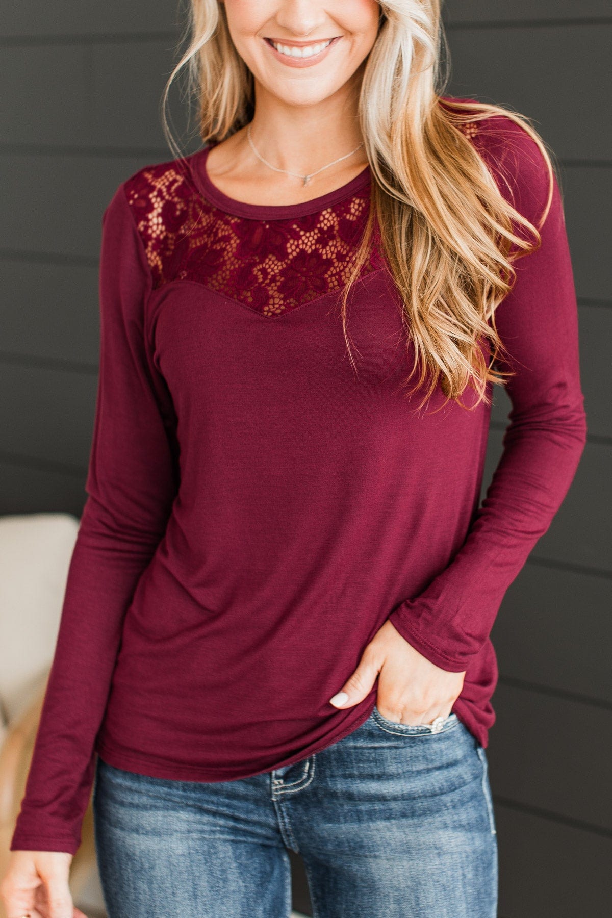 Here To Impress Knit Top- Burgundy