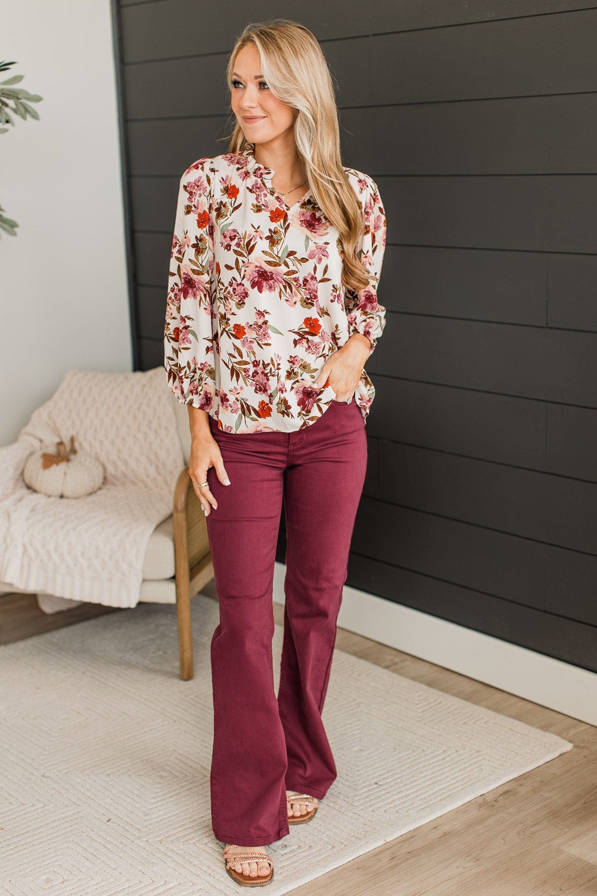 In Your Graces Floral Blouse- Cream