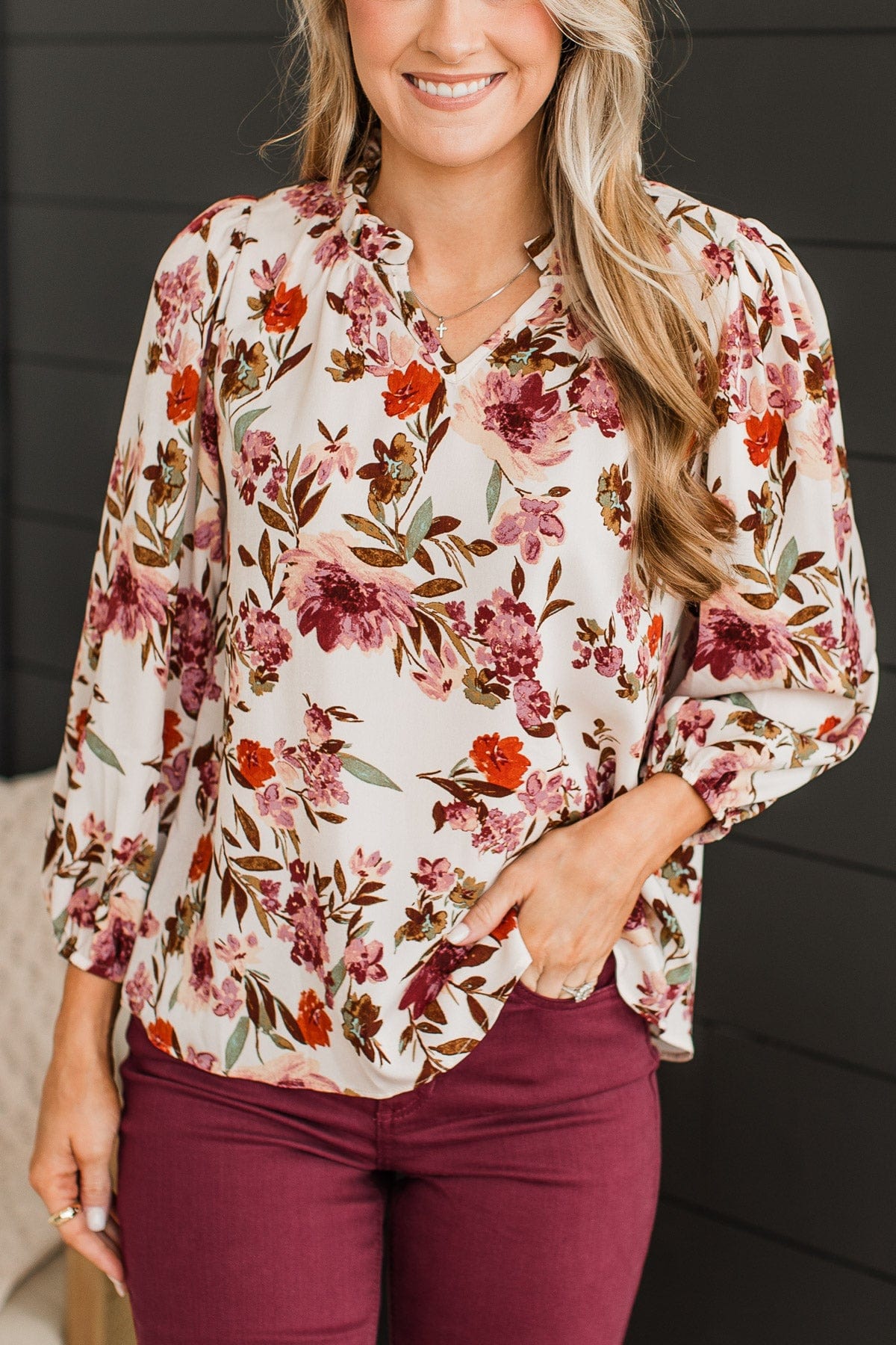 In Your Graces Floral Blouse- Cream