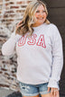 "USA" Crew Neck Pullover- Light Heather Grey