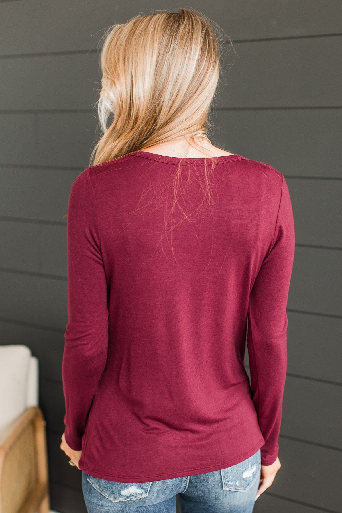 Here To Impress Knit Top- Burgundy