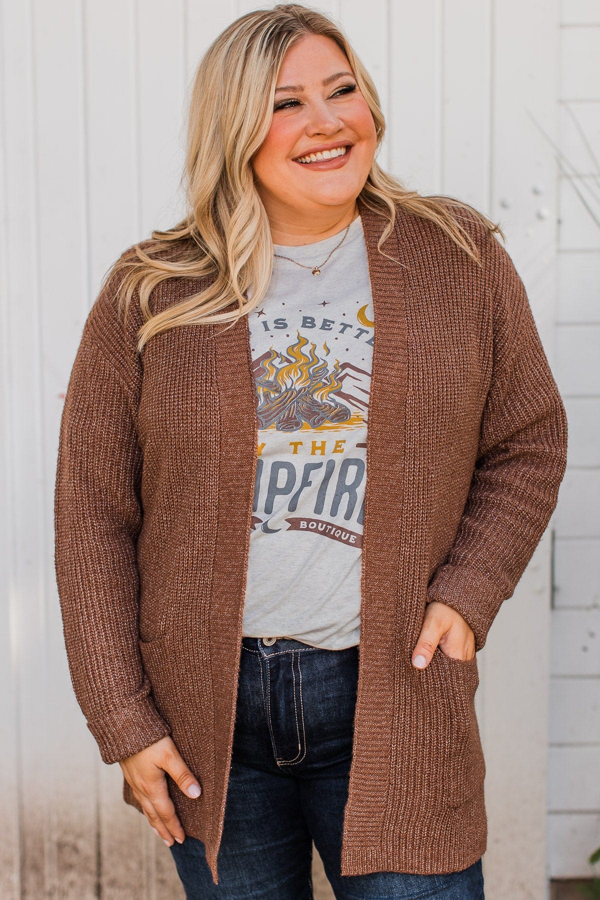 Take Me Places Knit Cardigan- Brown Take Me Places Knit Cardigan- Brown