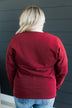 "Merry" Embroidered Crew Neck Pullover- Wine