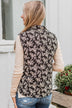 Just Perfect Floral Puffer Vest- Black