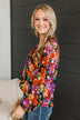 Won't Miss A Thing Floral Blouse- Black, Purple, & Rust