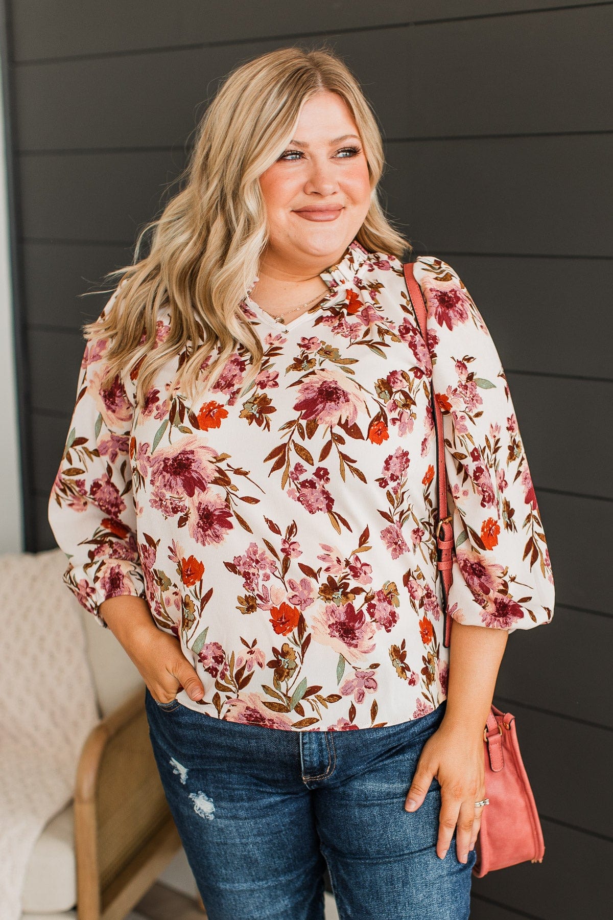 In Your Graces Floral Blouse- Cream