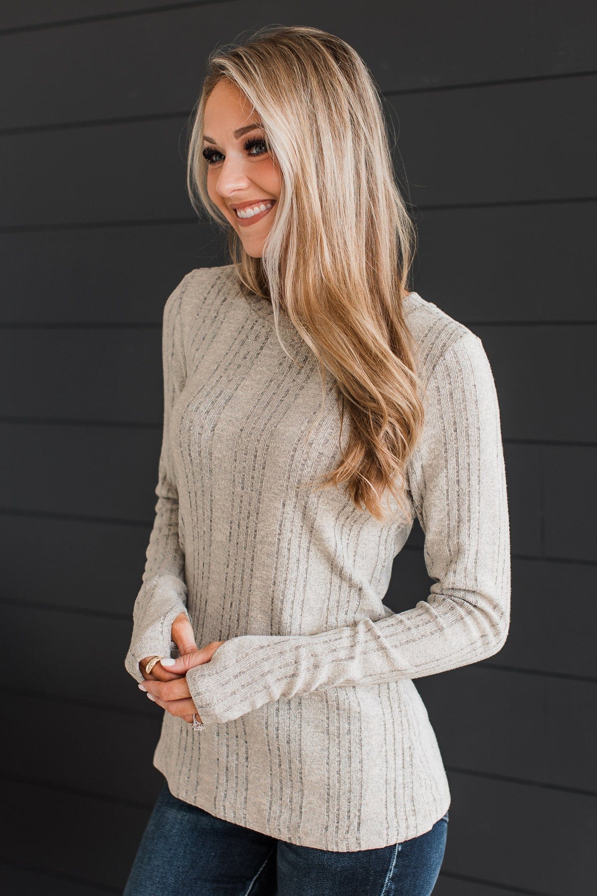 It's Been Lovely Knit Top- Light Grey