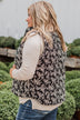 Just Perfect Floral Puffer Vest- Black