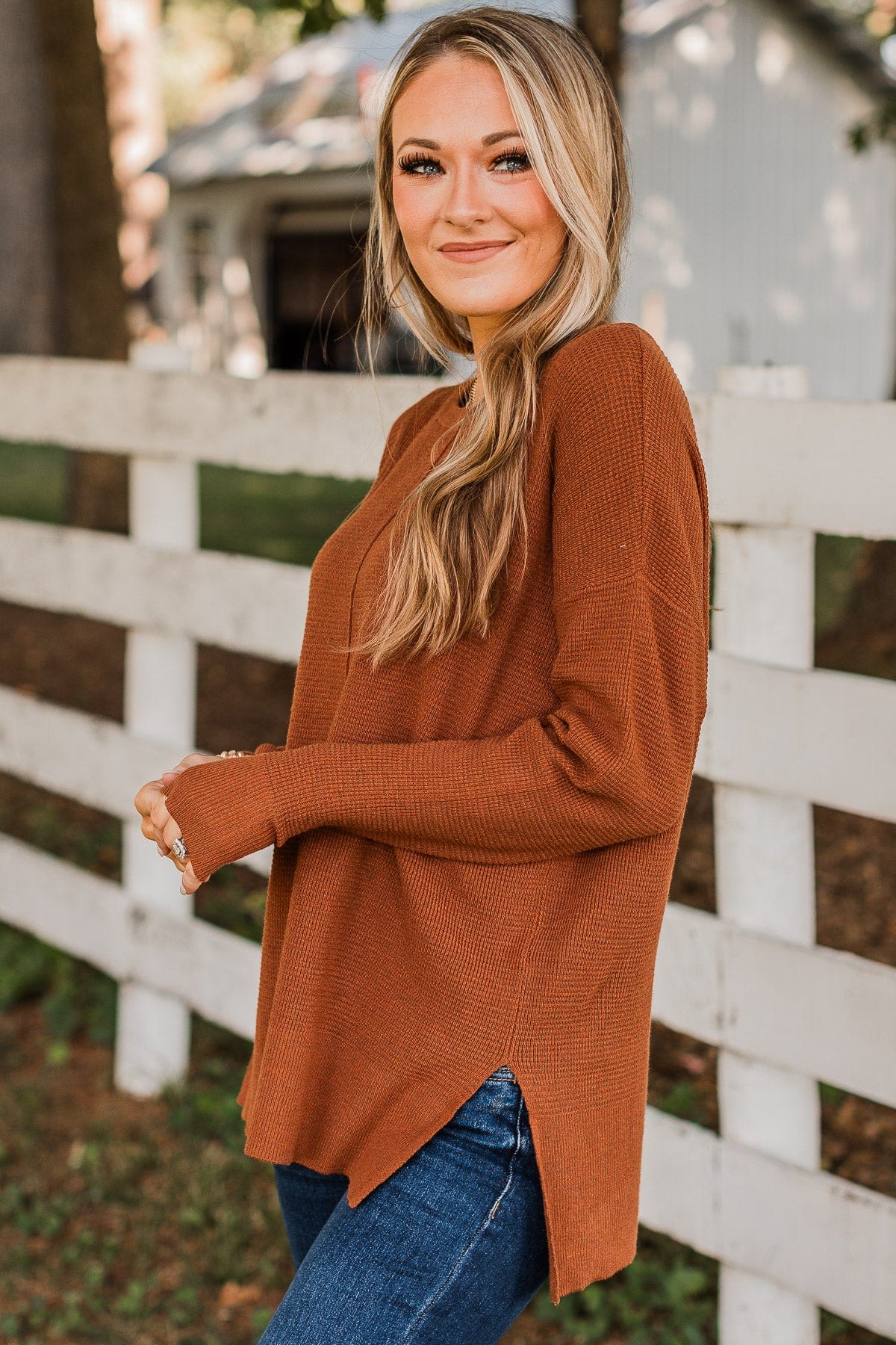 Time To Thrive Knit Sweater- Copper