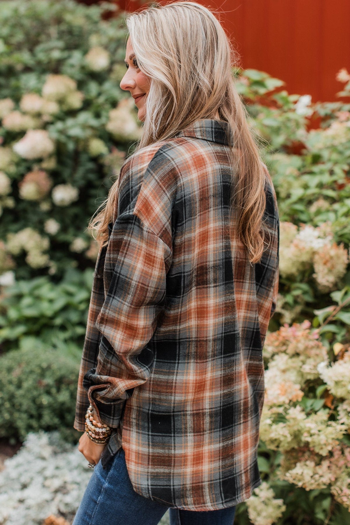 Remarkable Moments Plaid Top- Amber & Grey