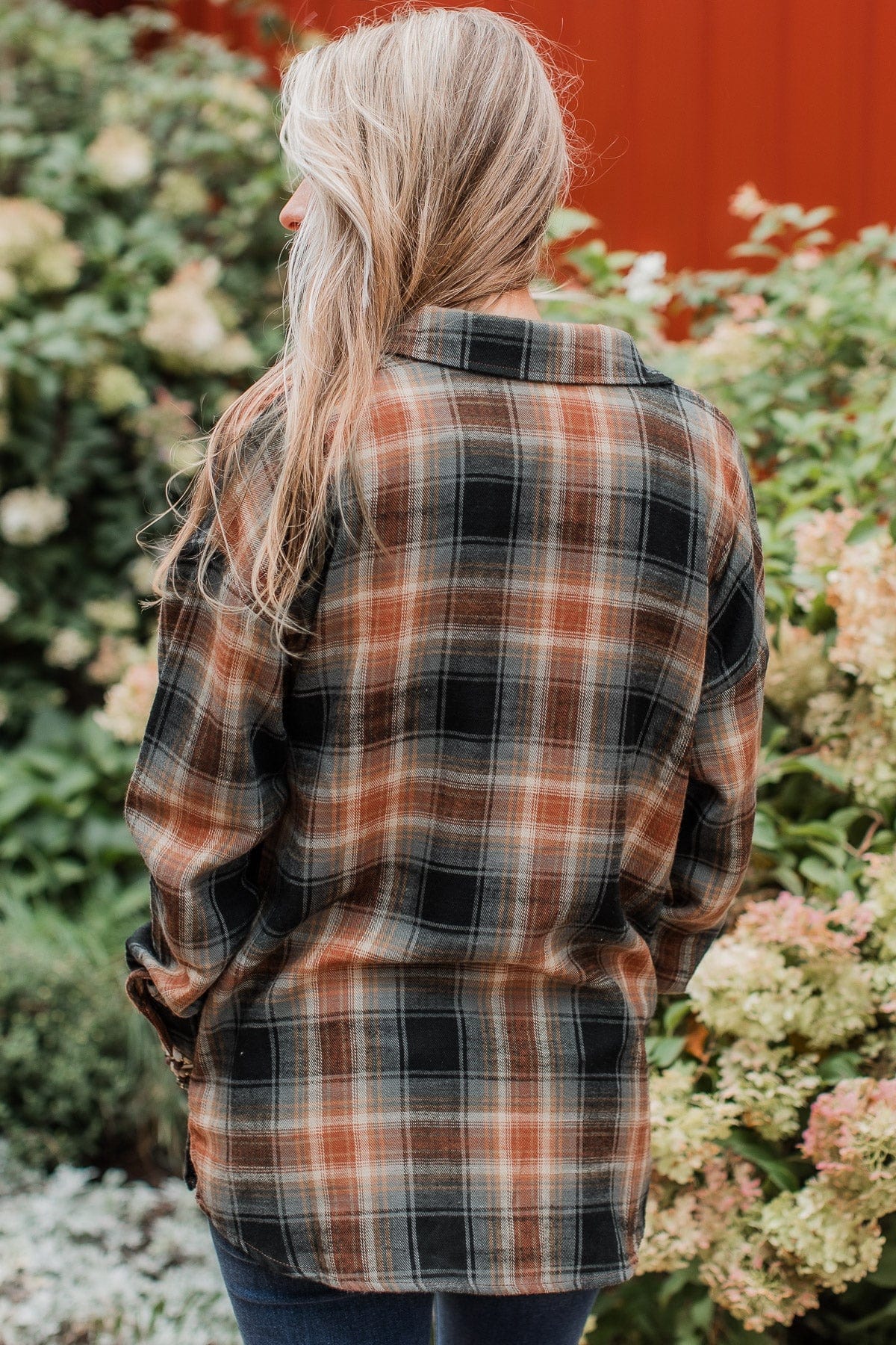 Remarkable Moments Plaid Top- Amber & Grey