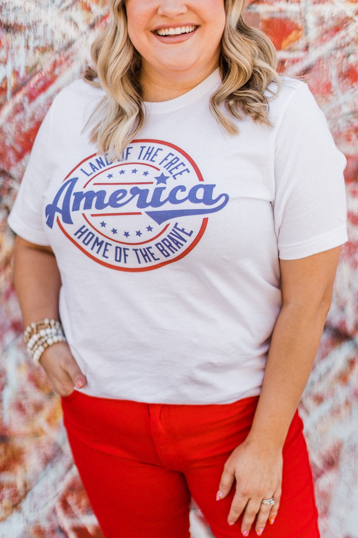 "Land Of The Free" Graphic Tee- White