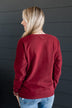 "Merry" Embroidered Crew Neck Pullover- Wine