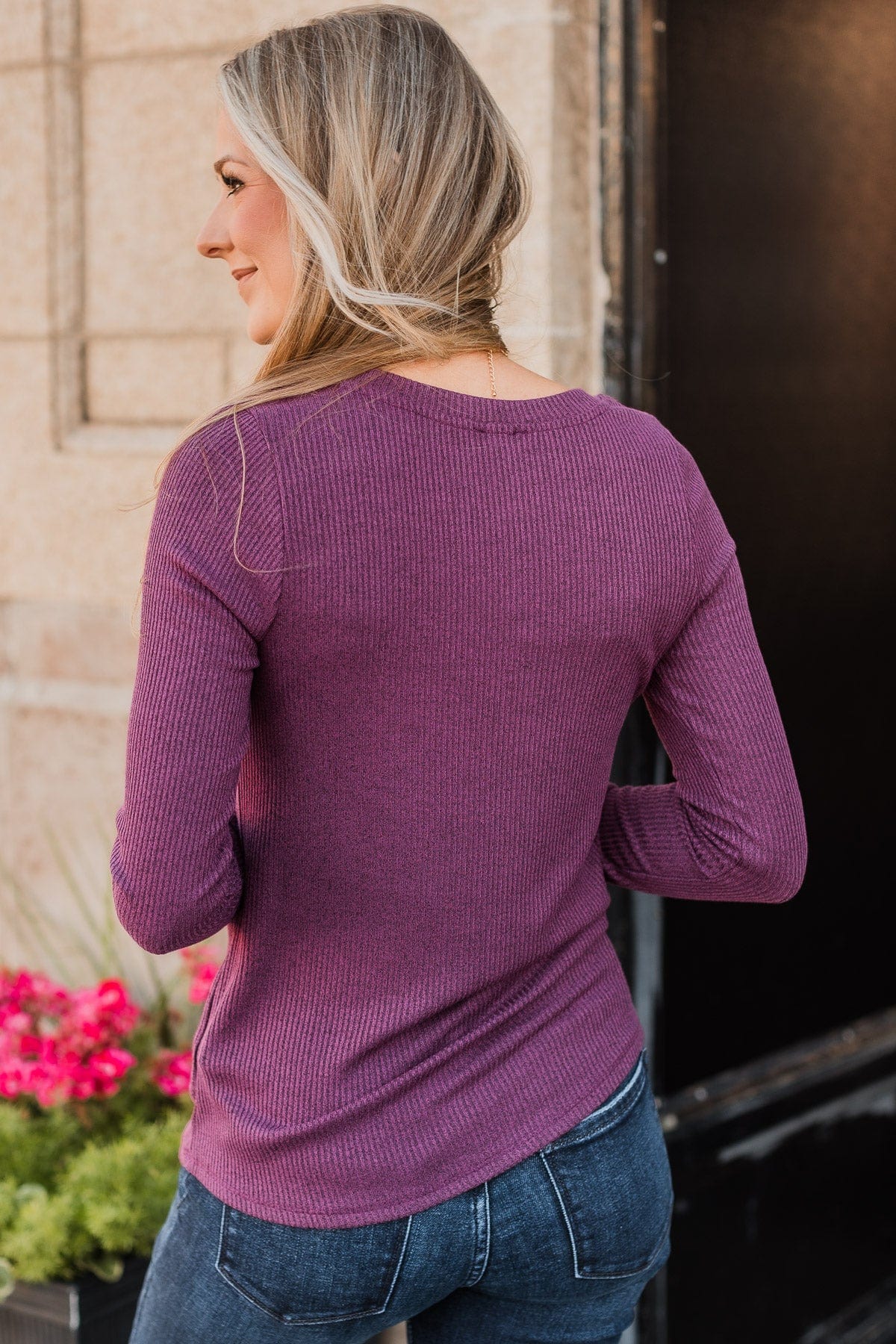 Dreams Of Forever Ribbed Top- Plum
