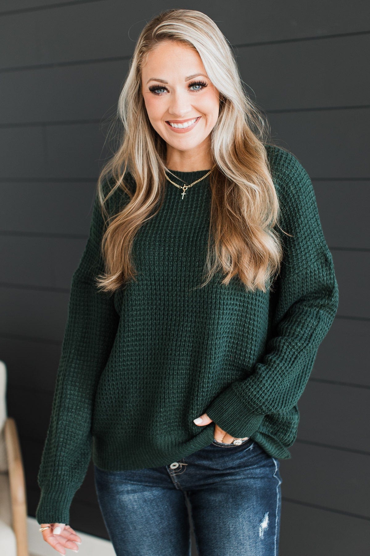 Captivating In Color Knit Sweater- Forest Green – The Pulse Boutique