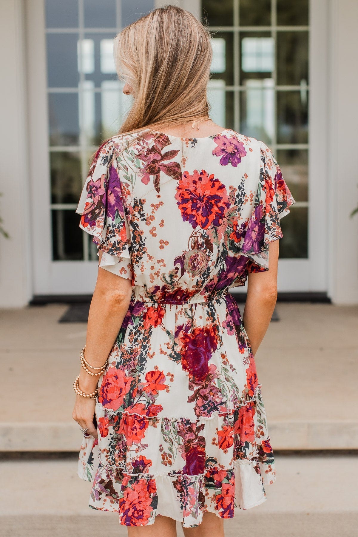 Cater To You Floral Dress- Cream