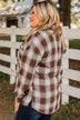In Your Dreams Plaid Button Top- Chestnut
