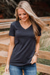 Light The Way V-Neck Top- Navy