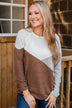 Wish For More Color Block Top- Ivory & Brown