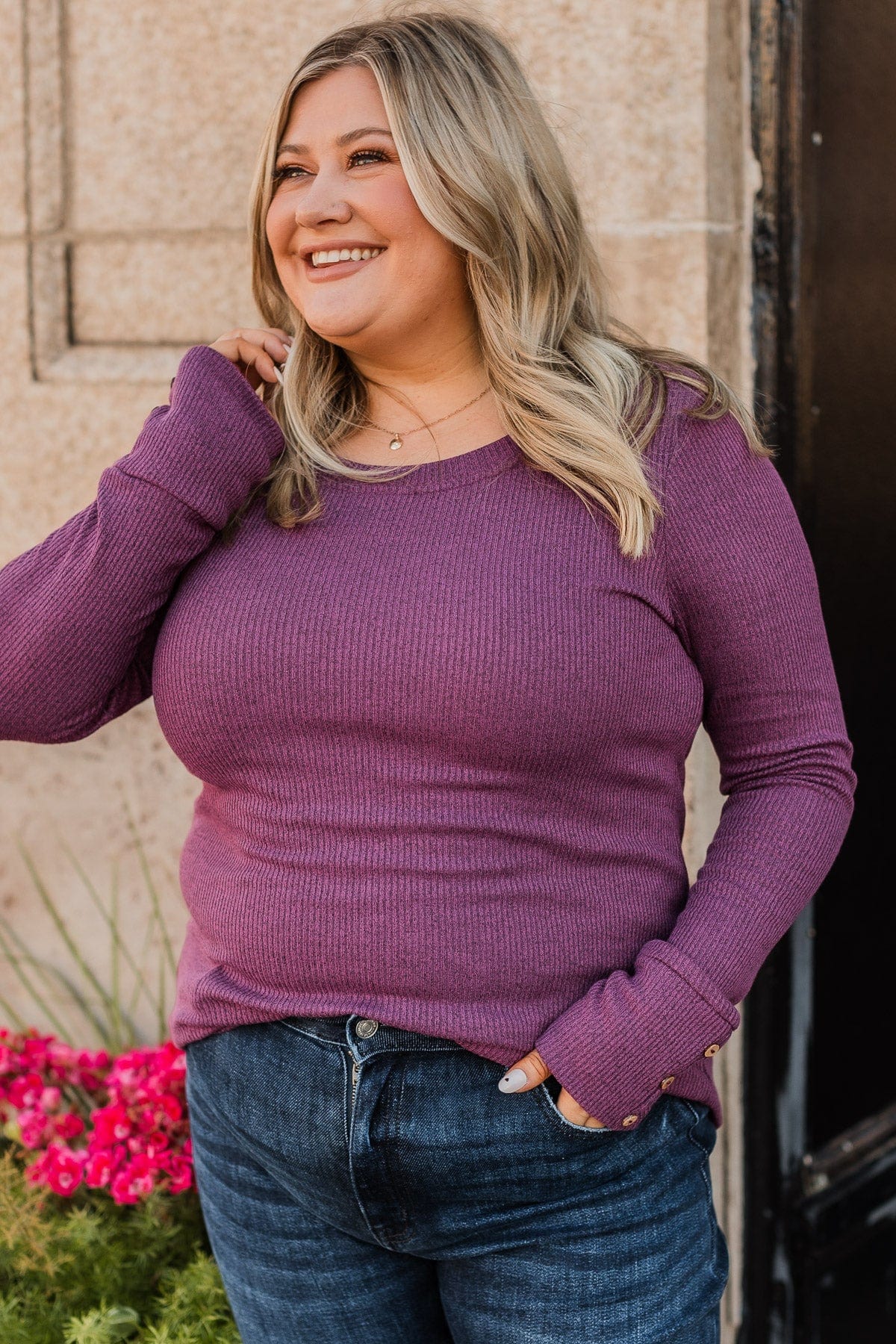 Dreams Of Forever Ribbed Top- Plum