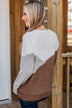 Wish For More Color Block Top- Ivory & Brown