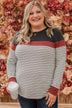 Sweet In Stripes Color Block Top- Ivory & Brick