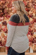Sweet In Stripes Color Block Top- Ivory & Brick