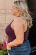 A Moment's Notice V-Neck Bodysuit- Eggplant