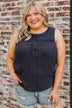 Wait For It Striped Tank Top- Navy