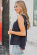 Wait For It Striped Tank Top- Navy