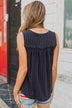 Wait For It Striped Tank Top- Navy