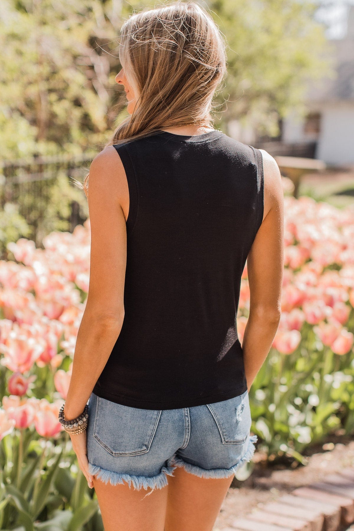 Wrapped Around My Finger Knit Tank Top- Black