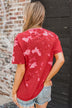 "USA" Bleached Graphic Tee- Red