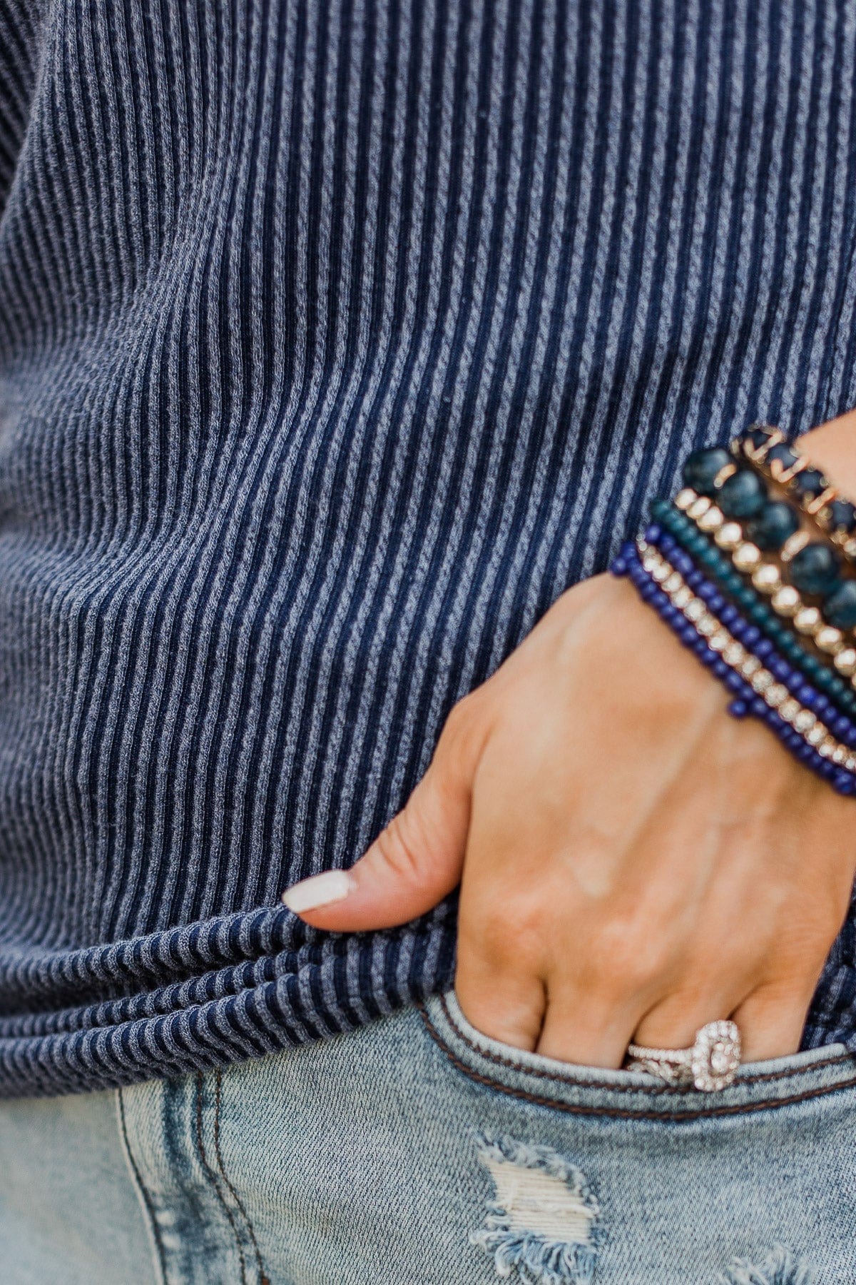 Yours Forever Ribbed Knit Tank Top- Navy