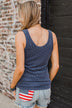Yours Forever Ribbed Knit Tank Top- Navy