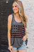 American Dream Graphic Tank Top- Charcoal