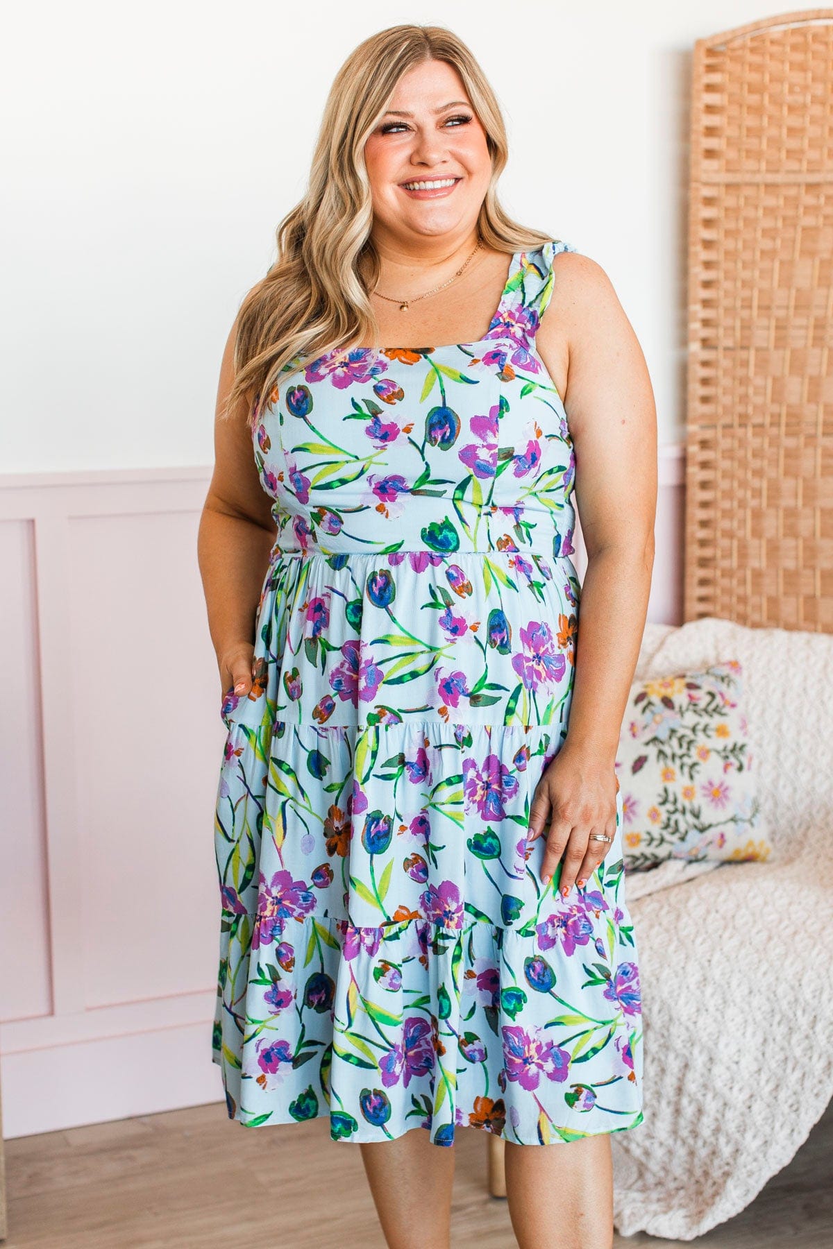 Eternal Bliss Floral Dress- Light Blue – The Pulse Boutique