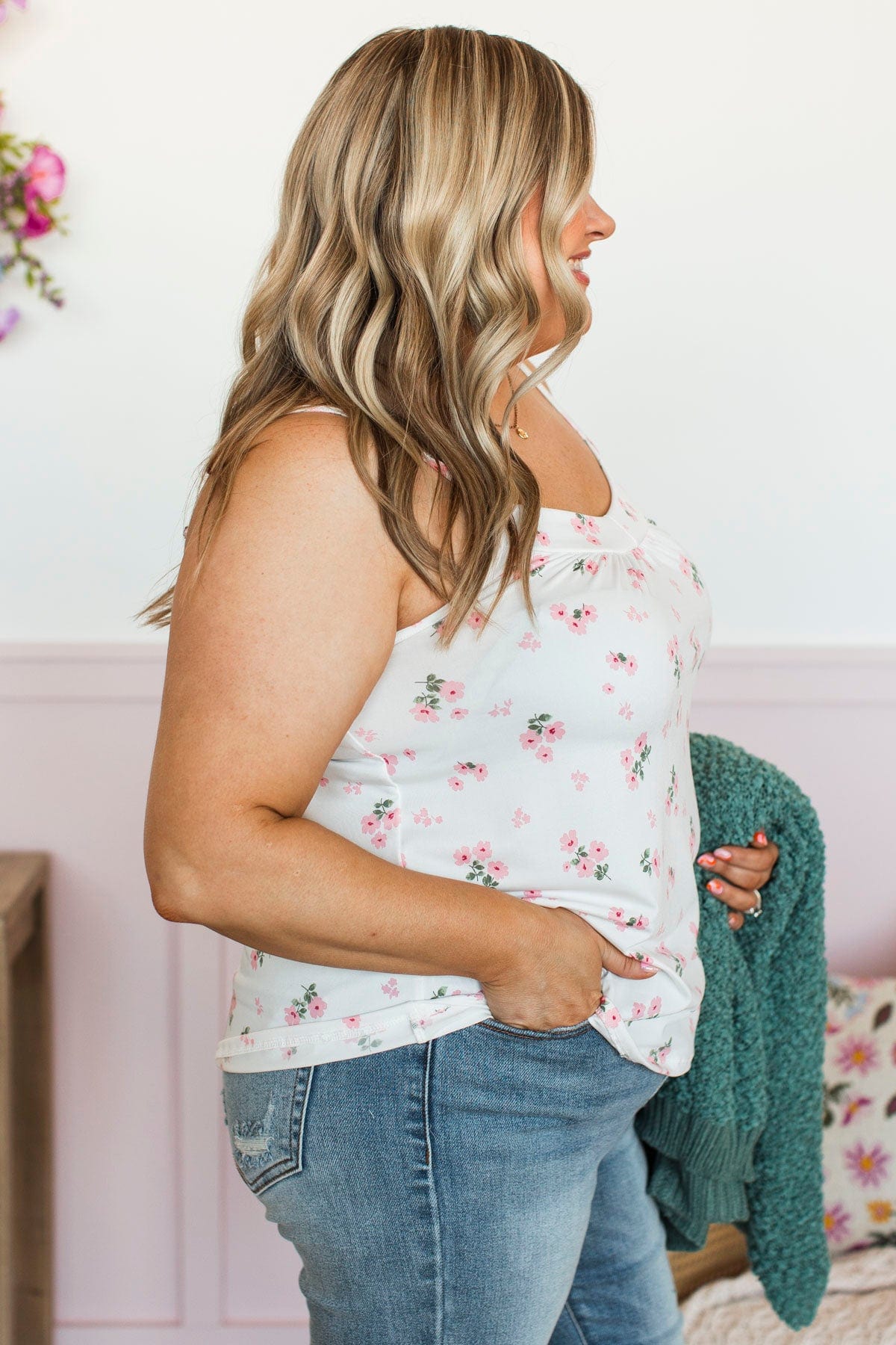 Meant To Impress Floral Tank Top- White & Pink