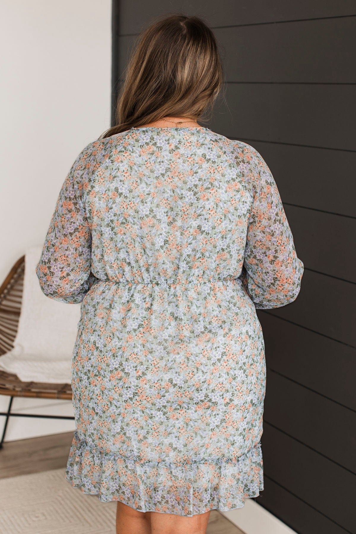 Watching The Sunrise Floral Dress- Blue