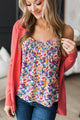 Love Abundantly Floral Tank Top- Ivory & Dark Orchid