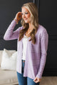 Keep In Mind Stitch Stripe Cardigan- Lavender